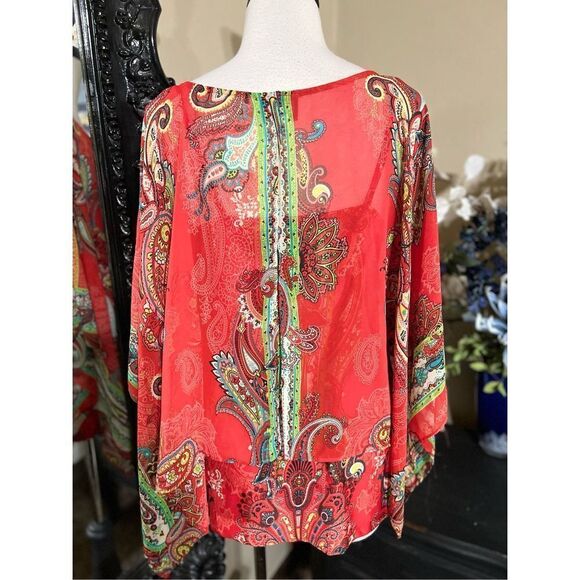 ECI New York 2 pc Shirt Set Kimono Sleeves Shawl with Tank Size Large - Picture 4 of 5